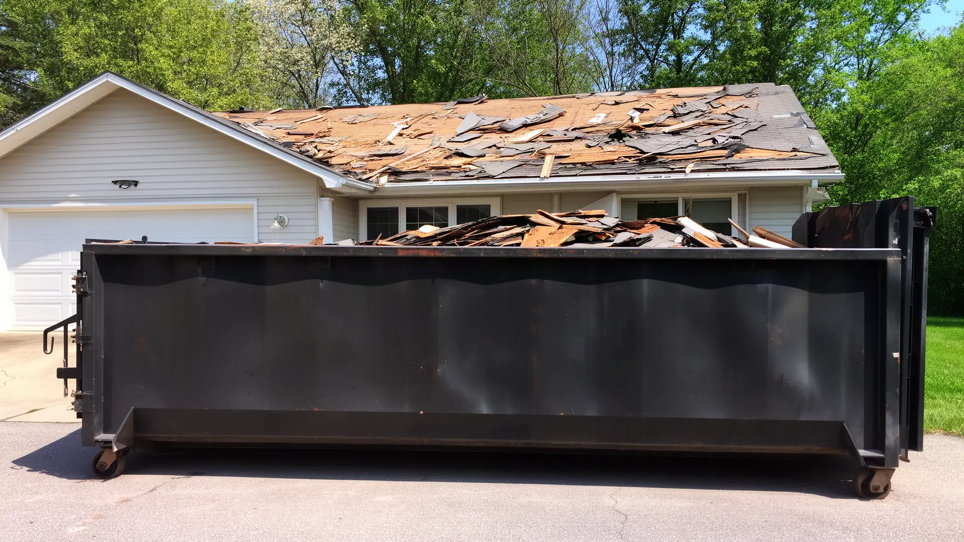Roll-off dumpster from CM Express Dumpster Rental in El Dorado Hills, CA